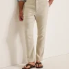 Beach Coast Linen-Blend Elastic-Waist Pants