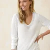Cedar Linen Long-Sleeve V-Neck Sweater