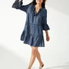 Chambray Embroidered Coverup Dress