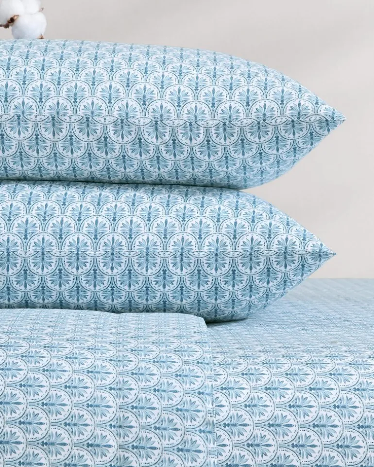 Coastal Batik Blue 4-Piece Queen Sheet Set