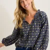 Diamond Cay Smocked Peasant Top