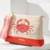 Embroidered Red Crab Carina Wristlet