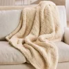 Faux Sable Ivory Knit Throw