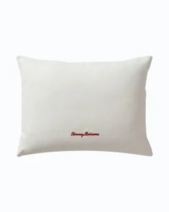 Festive Palms Velvet Embroidered Decorative Pillow