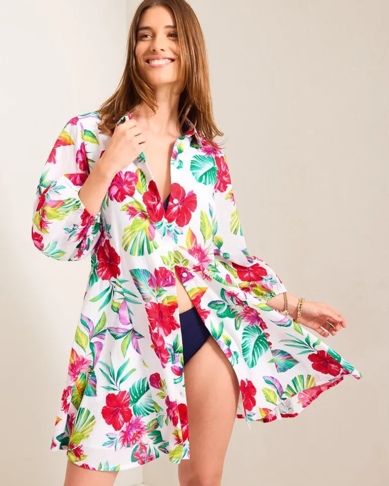 Fiesta Floral Coverup Shirt Dress