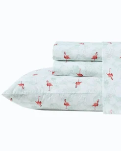 Flamingo Santa 4-Piece King Sheet Set