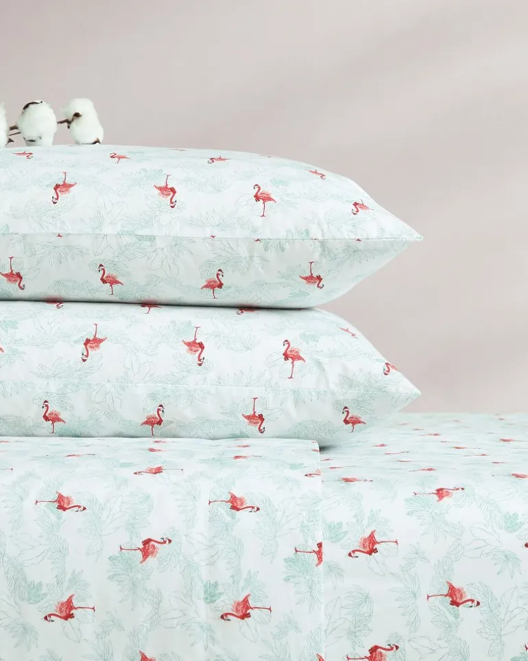 Flamingo Santa 4-Piece Queen Sheet Set