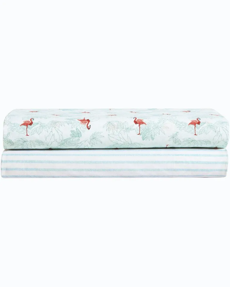 Flamingo Santa 4-Piece Queen Sheet Set