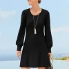 Flared Pickford Balloon-Sleeve Dress