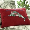 Holiday Marlin Velvet Embroidered Decorative Pillow