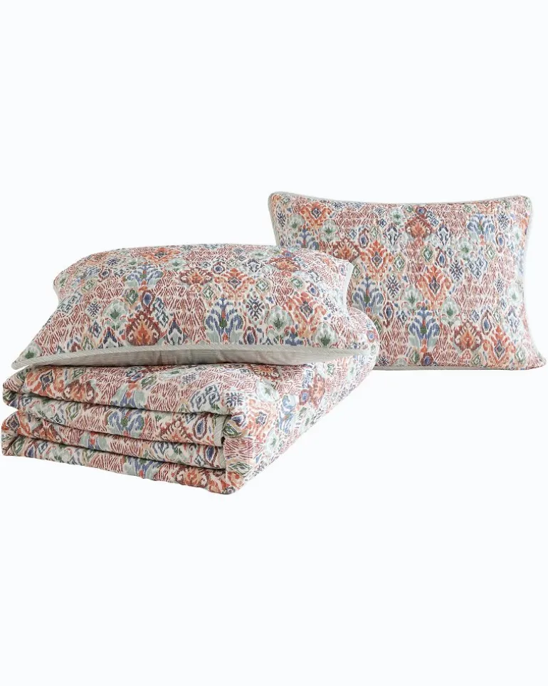 Ikat Tropics Reversible 3-Piece Full/Queen Quilt Set