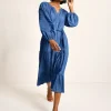 Indigo Cove Embroidered Midi Dress