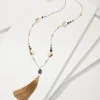 Indigo Shore Mixed Materials Tassel Necklace