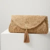 Islamora Lux Crocheted Raffia Clutch