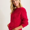 Island Luna Chenille Shell Stitch Boat-Neck Sweater