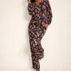 Jersey Split-Neck Long Sleeve & Pants Pajama Set