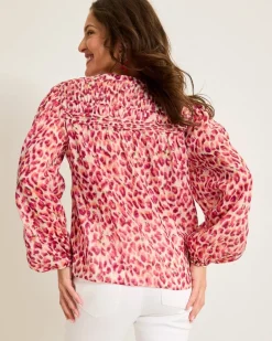 Jeweled Jaguar Pintuck Blouse