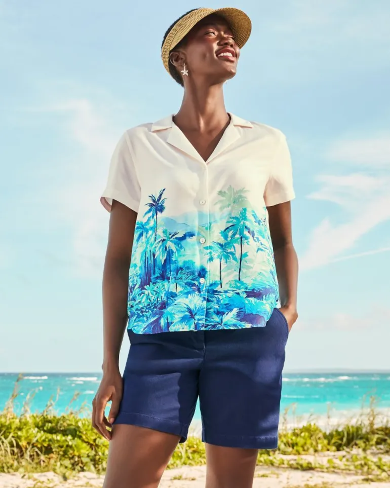 Oceanside Views Talulla Silk Camp Shirt