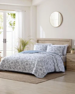 Pen and Ink Palm Reversible 2-Piece Twin Quilt Set