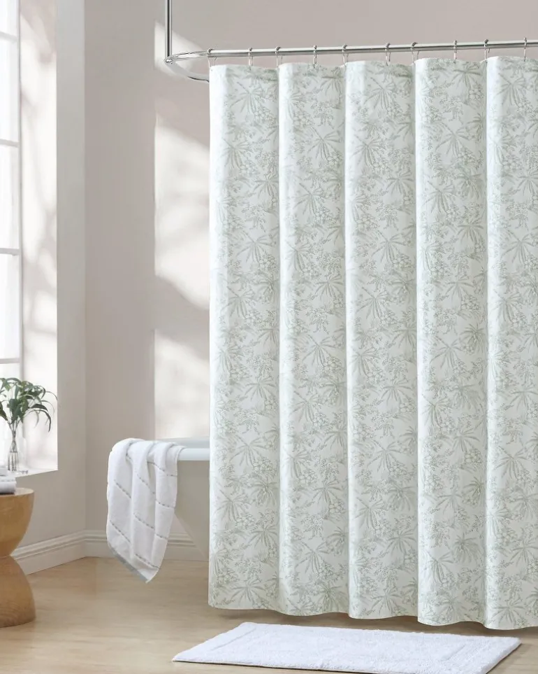 Pen and Ink Spring Green Palm Shower Curtain