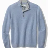 Soft Sands Cashmere Button-Mock Sweater