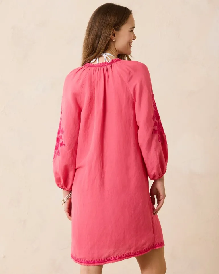 St. Lucia Linen-Blend Embroidered Coverup Dress