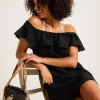 St. Lucia Linen-Blend Off-the-Shoulder Coverup Dress