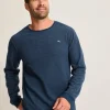 Textured Twill Stripe Crew Long-Sleeve Top