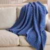 Treillage Blue Knit Throw