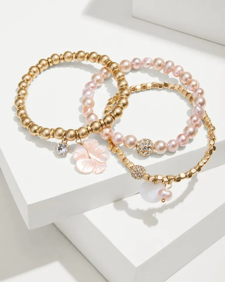 Tropical Blooms Stretch Charm Bracelet Set