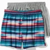 Tropical Print & Solid Knit Boxers—2-Pack