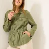 Two Palms Linen Raw-Edge Utility Jacket